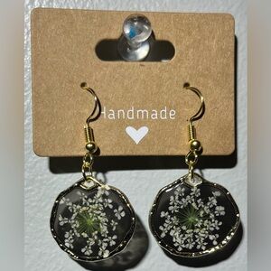 Handmade Gold and Black Floral Earrings